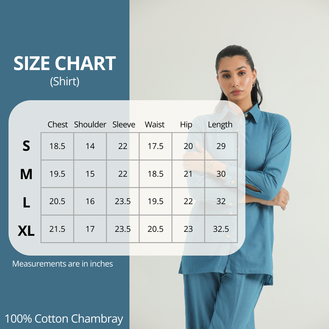 Chanaar – Caribbean Blue - Plain Weave 100% Cotton Chambray - Co-ord Sets