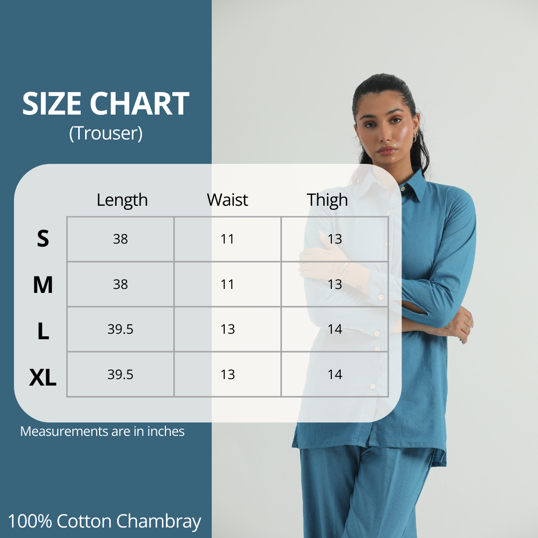 Chanaar – Caribbean Blue - Plain Weave 100% Cotton Chambray - Co-ord Sets