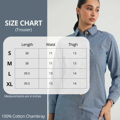 Chanaar – Denim Blue- Plain Weave 100% Cotton Chambray - Co-ord Sets