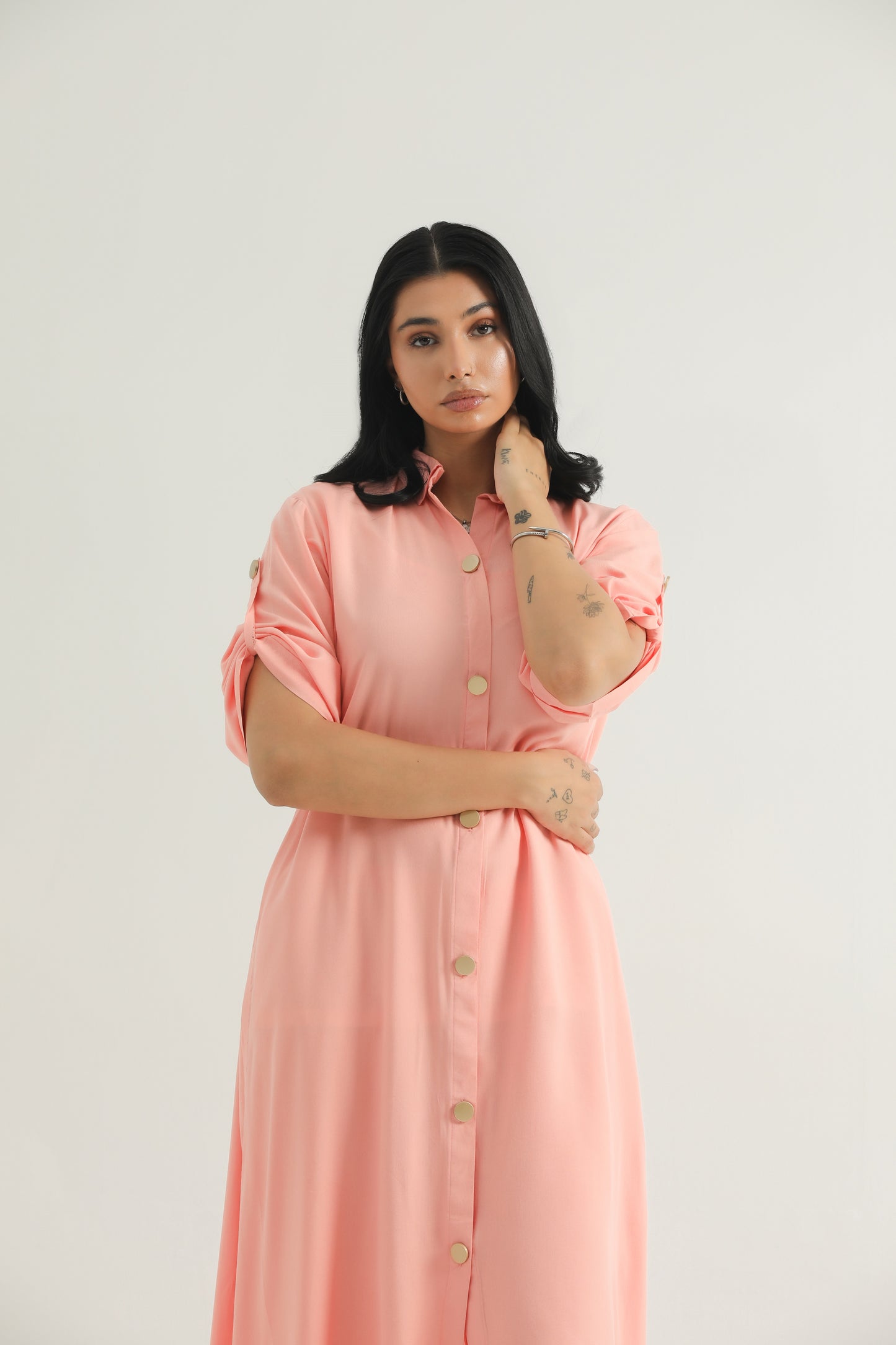 Chanaar - Salmon Pink - Arabic Stone Linen -  Co-ord Set