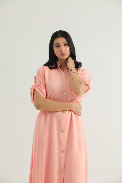 Chanaar - Salmon Pink - Arabic Stone Linen -  Co-ord Set