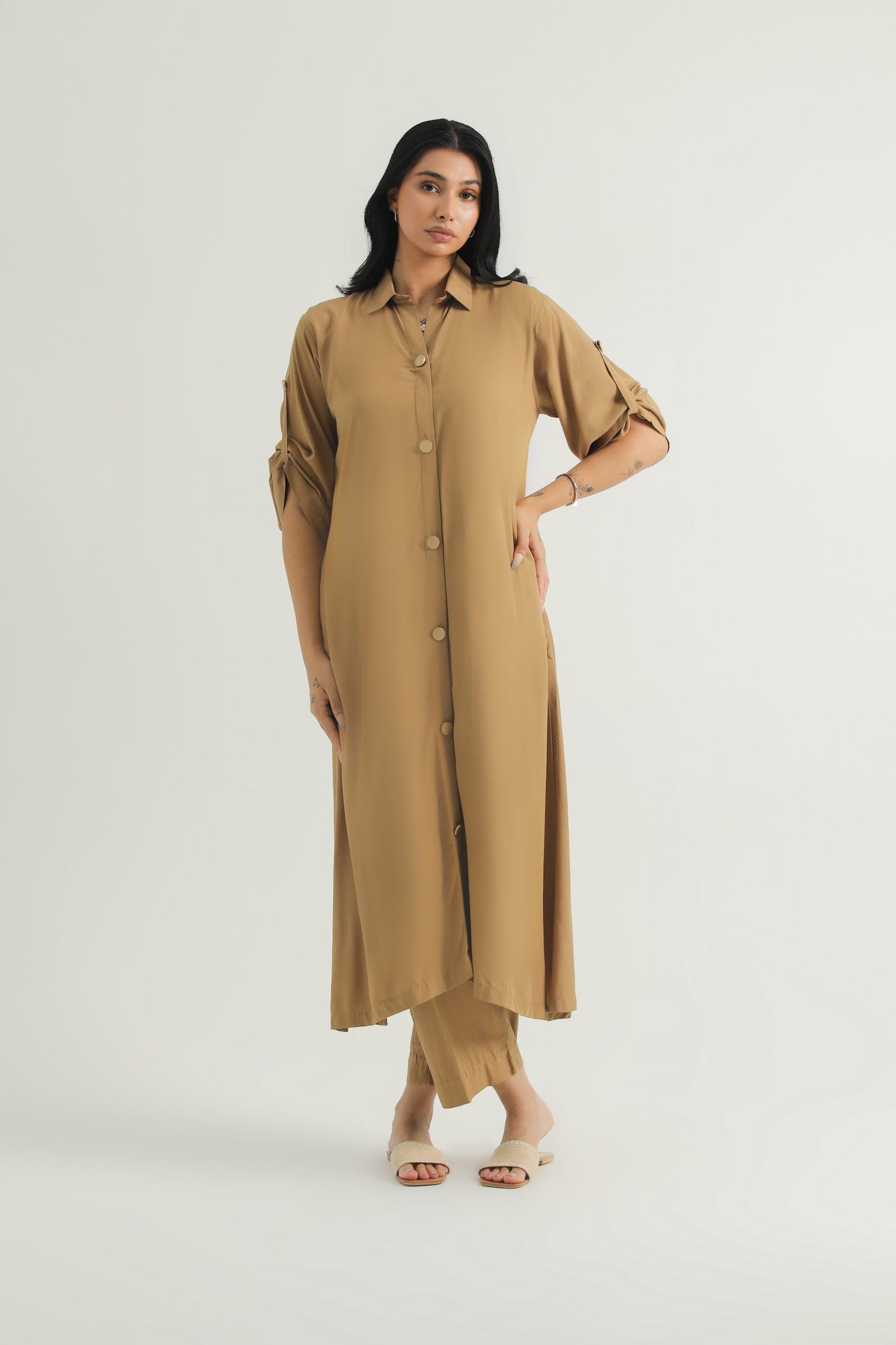 Chanaar - Toffee Caramel - Arabic Stone Linen -  Co-ord Set