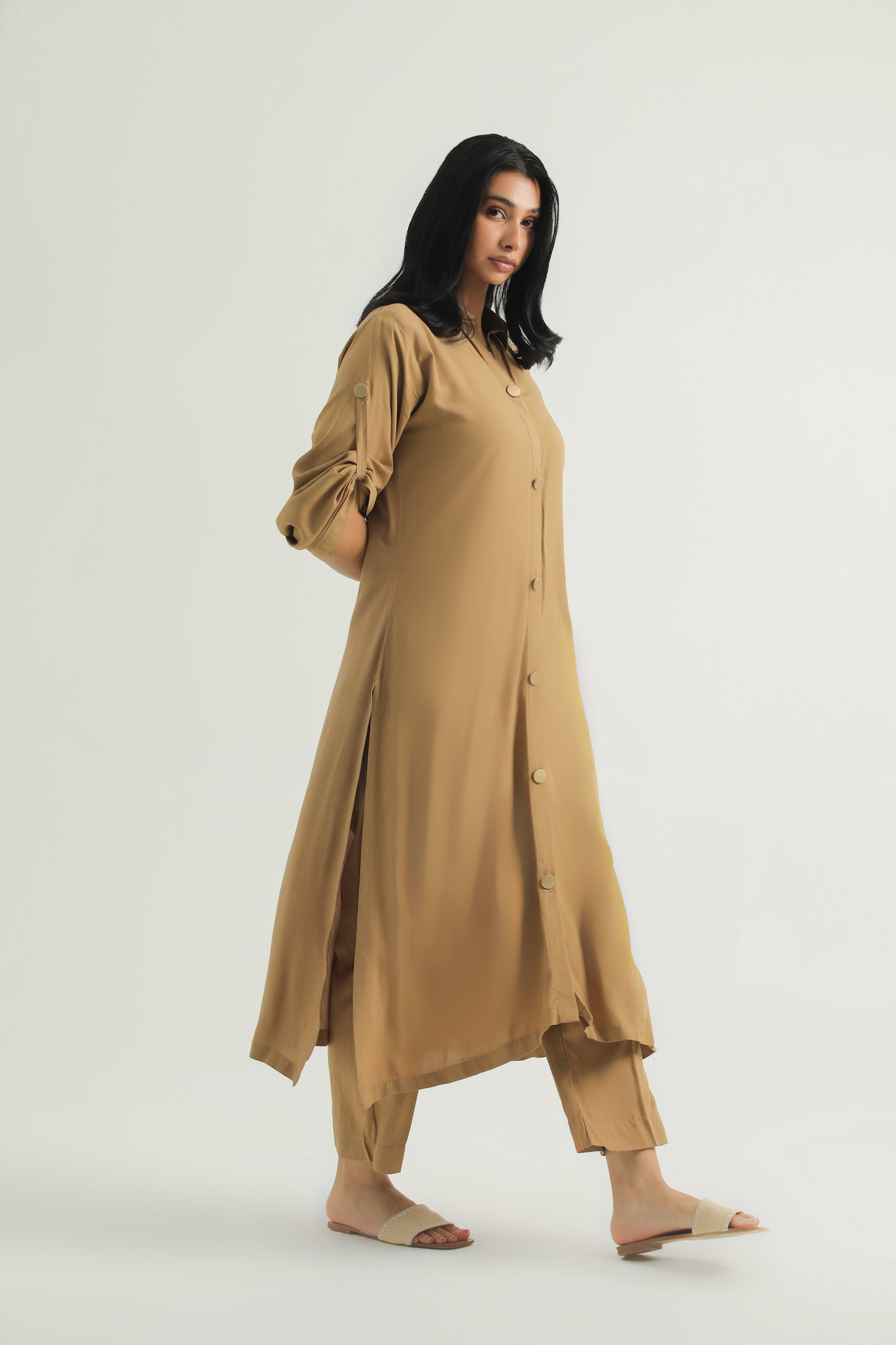 Chanaar - Toffee Caramel - Arabic Stone Linen -  Co-ord Set