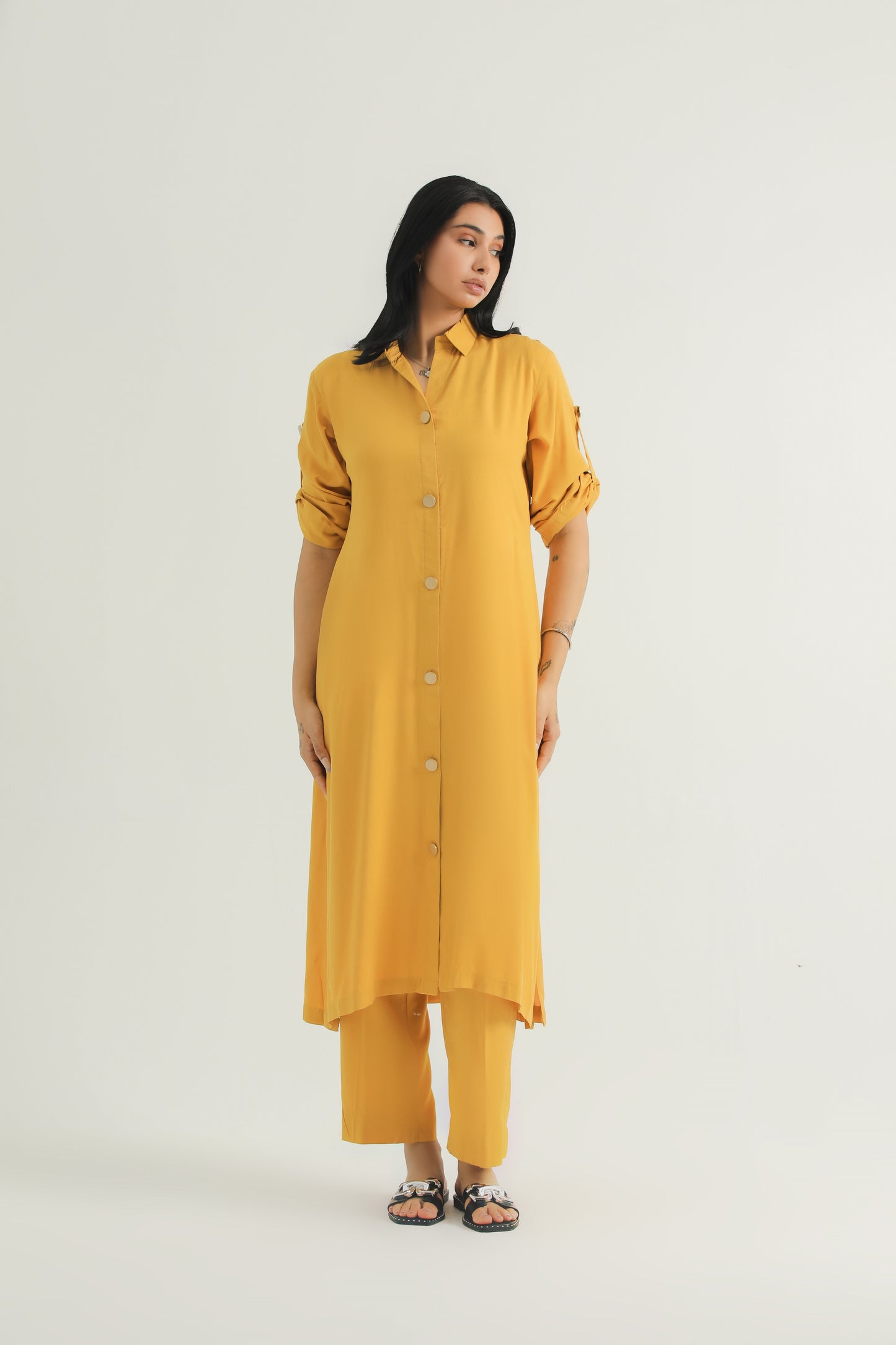 Chanaar - Honey Mustard - Arabic Stone Linen -  Co-ord Set