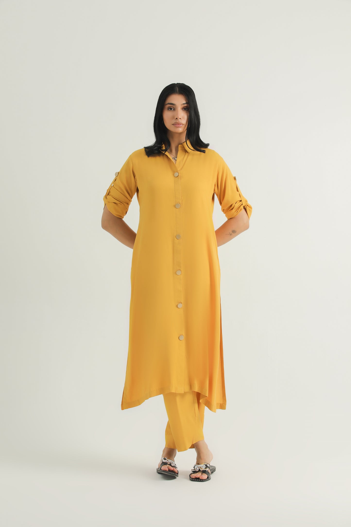 Chanaar - Honey Mustard - Arabic Stone Linen -  Co-ord Set