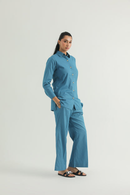 Chanaar – Caribbean Blue - Plain Weave 100% Cotton Chambray - Co-ord Sets