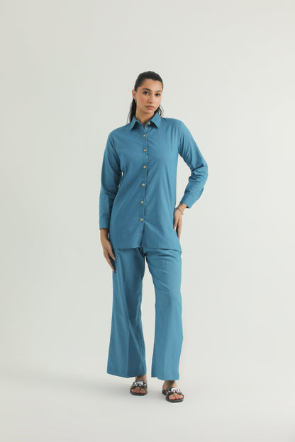 Chanaar – Caribbean Blue - Plain Weave 100% Cotton Chambray - Co-ord Sets