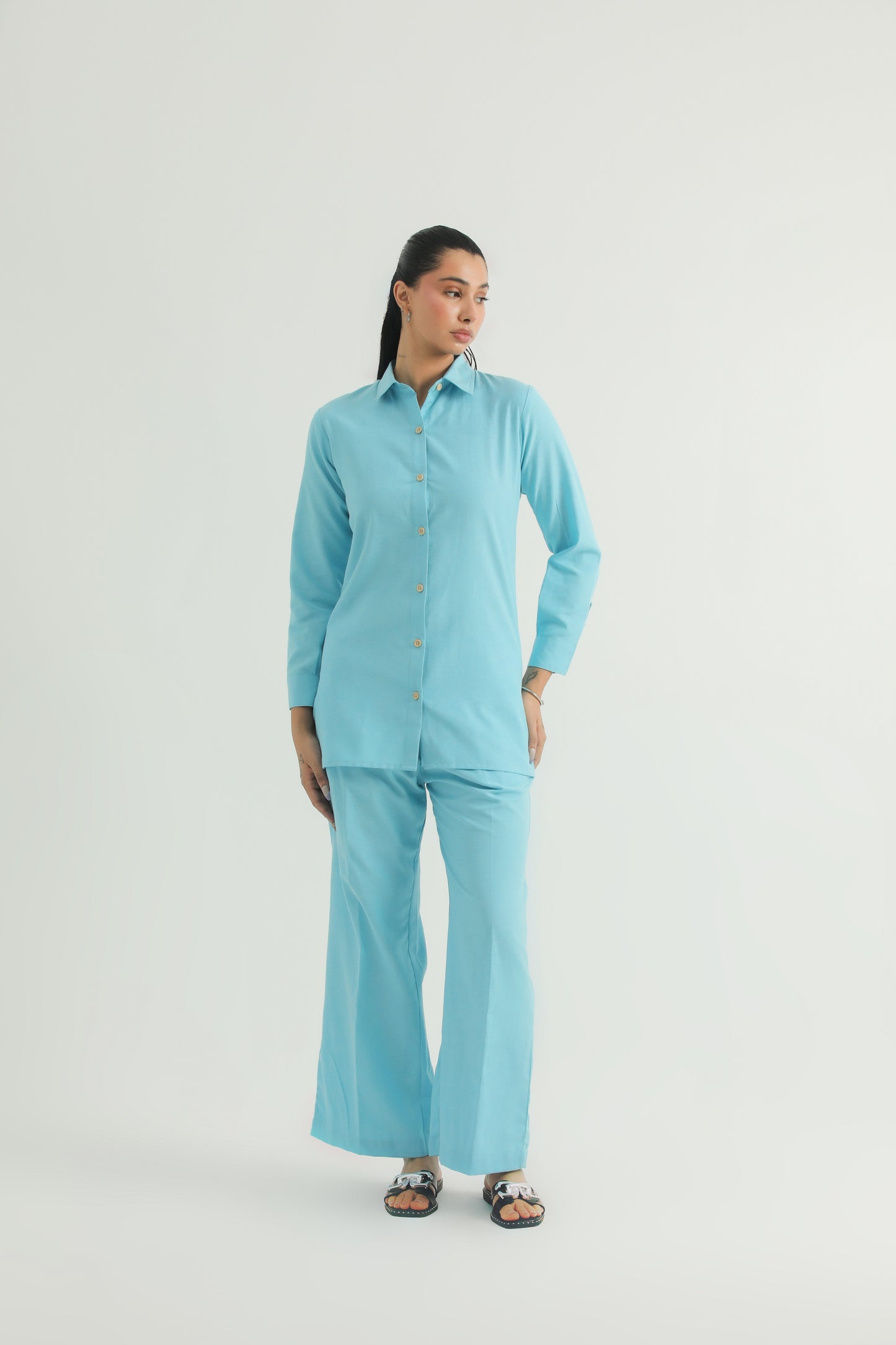 Chanaar – Arctic Blue- Plain Weave 100% Cotton Chambray - Co-ord Sets