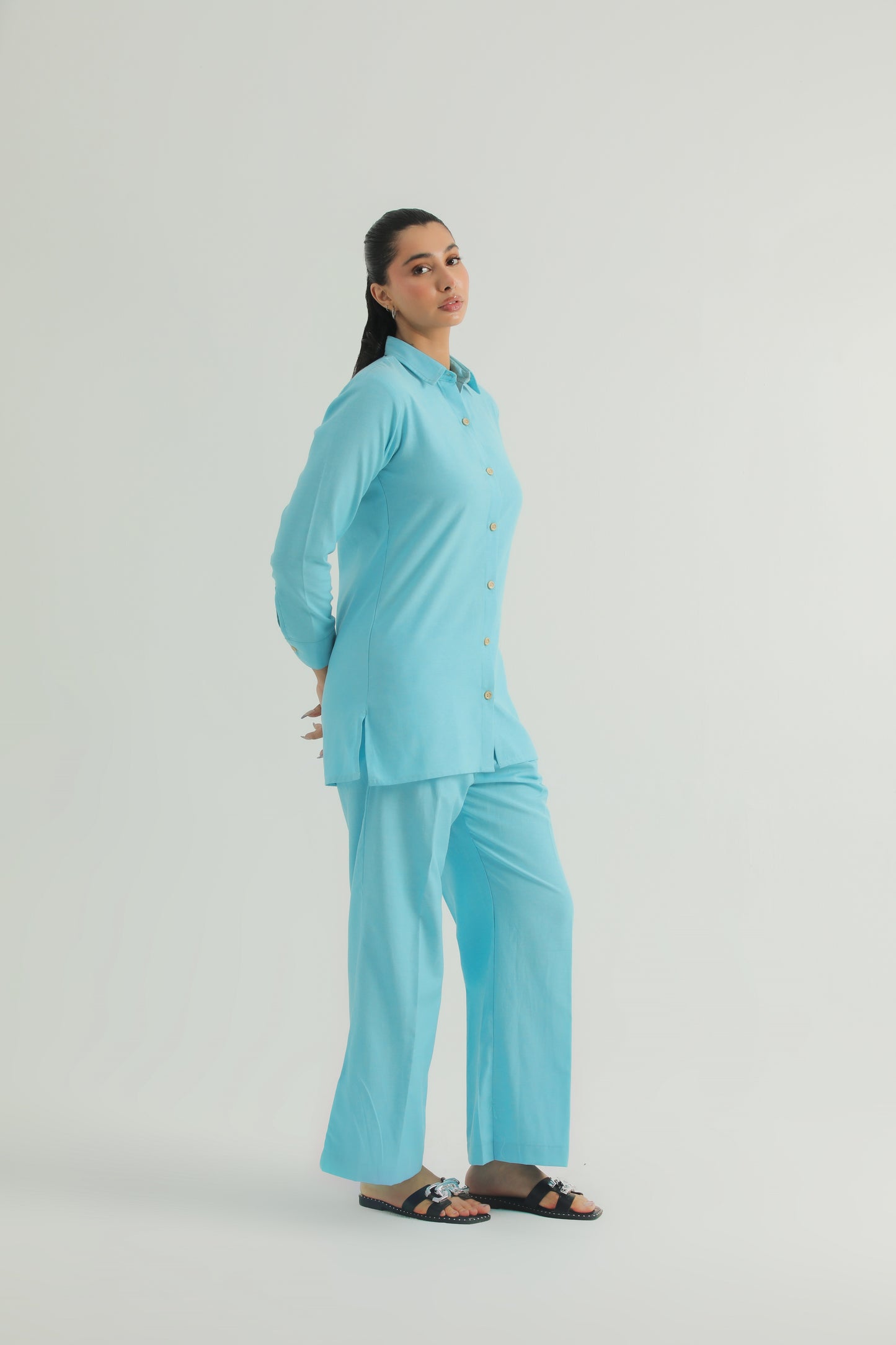 Chanaar – Arctic Blue- Plain Weave 100% Cotton Chambray - Co-ord Sets