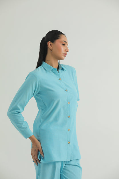 Chanaar – Arctic Blue- Plain Weave 100% Cotton Chambray - Co-ord Sets