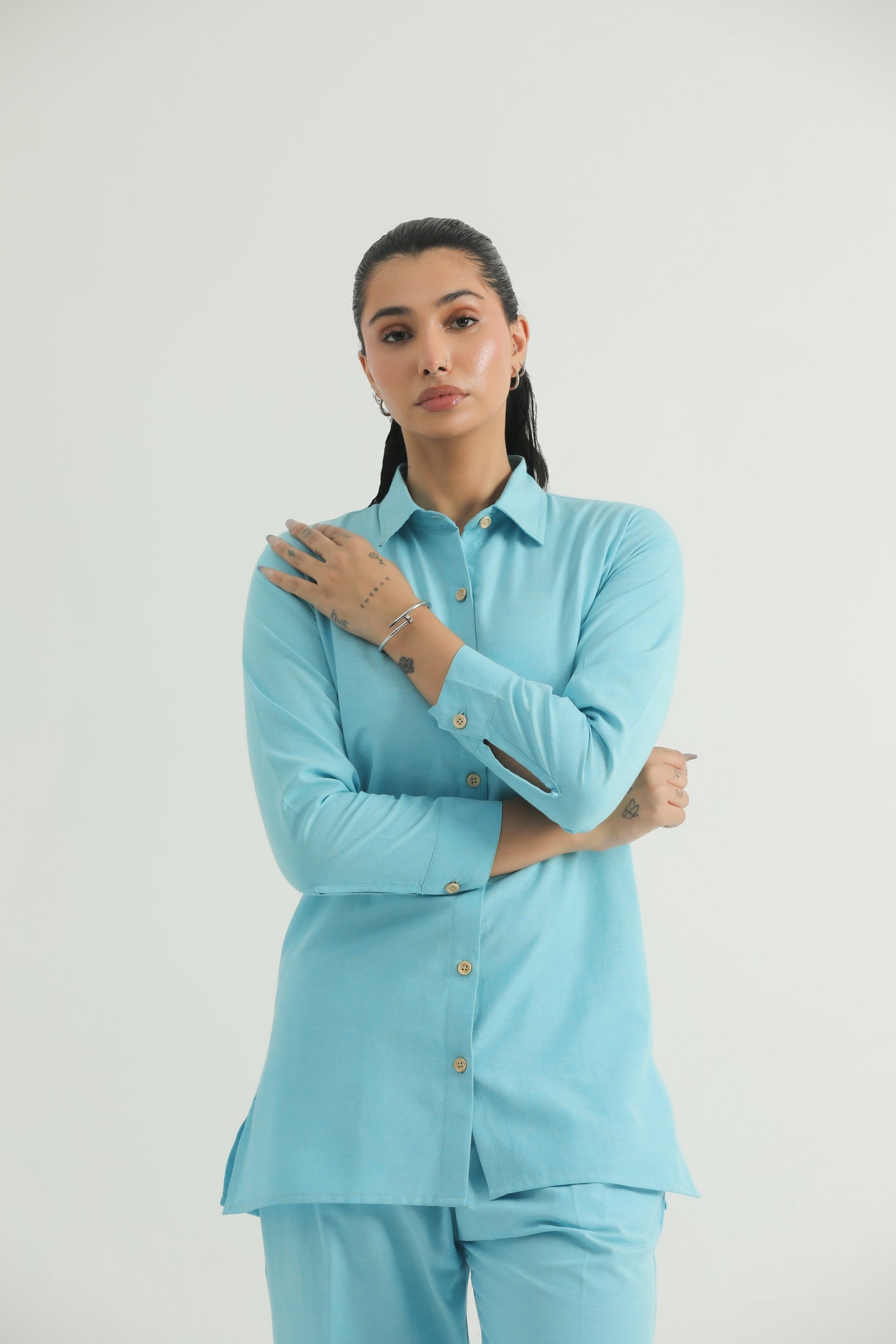 Chanaar – Arctic Blue- Plain Weave 100% Cotton Chambray - Co-ord Sets