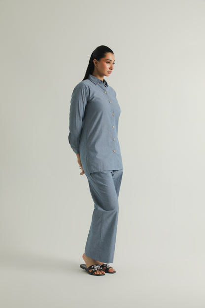 Chanaar – Denim Blue- Plain Weave 100% Cotton Chambray - Co-ord Sets